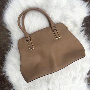 Tan Faux Leather Tote Handbag
